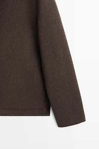 Wool blend high neck jacket