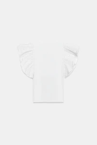 COMBINATION RIB RUFFLE T-SHIRT