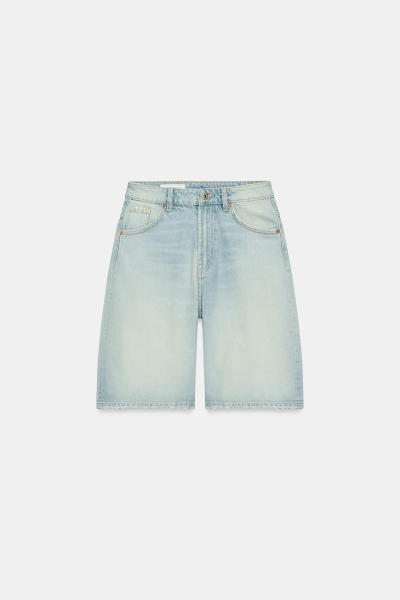 MID-RISE BAGGY DENIM SHORTS