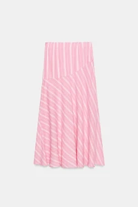 STRIPED LINEN MIDI SKIRT