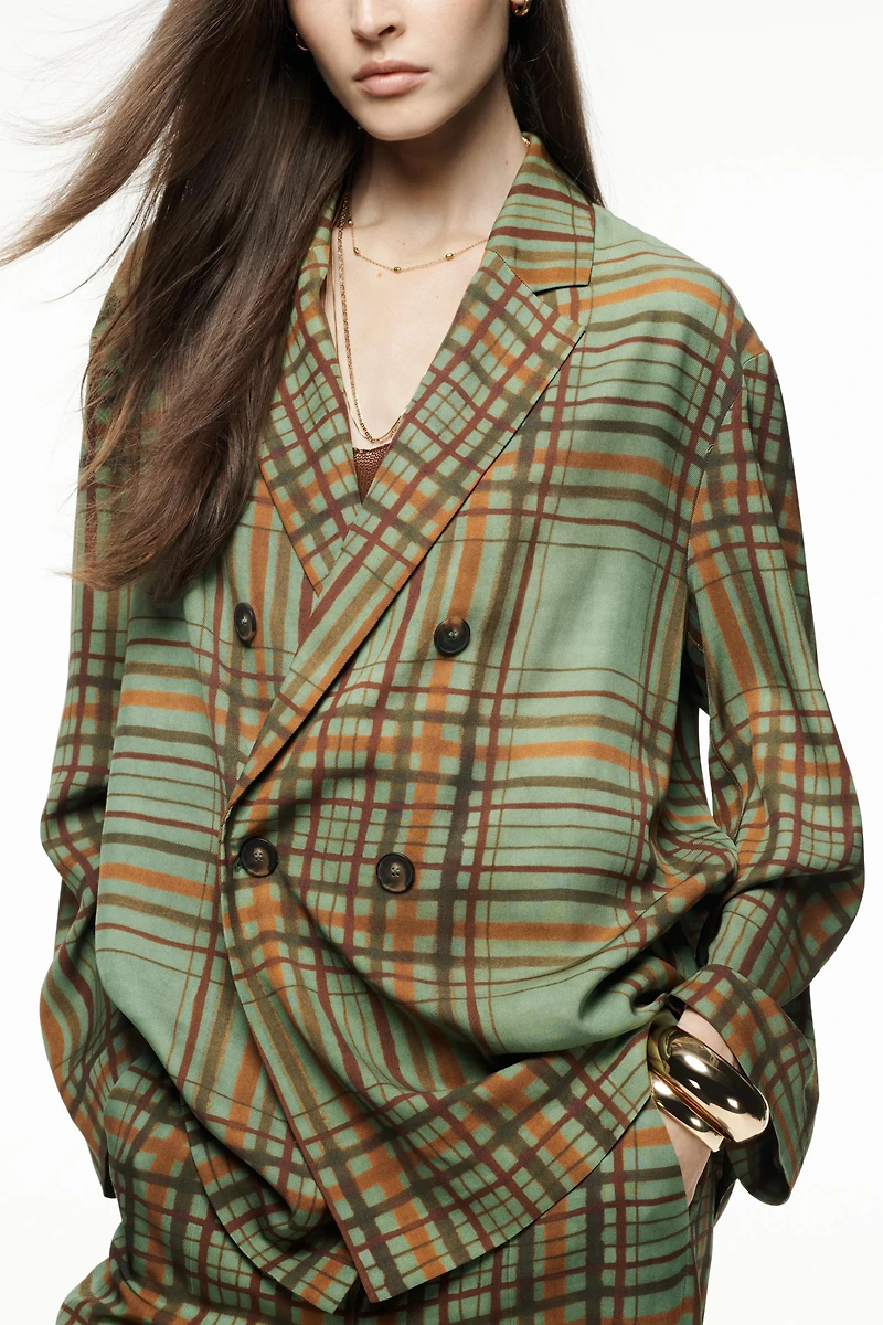 ZW COLLECTION FLOWY PLAID BLAZER