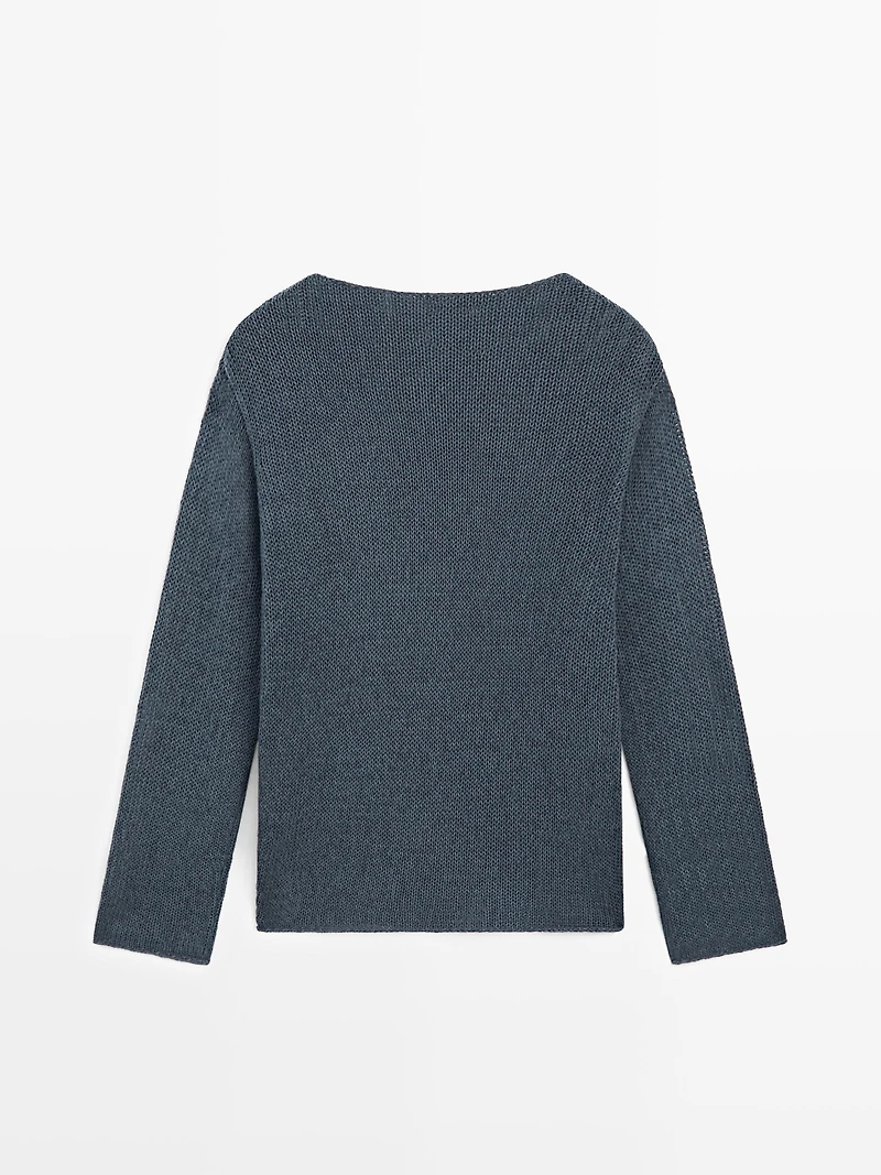 Pull en maille ajourée coton mélangé