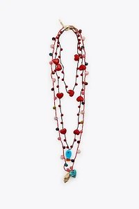 LOT DE 3 COLLIERS CORDONS COEURS CHARMS