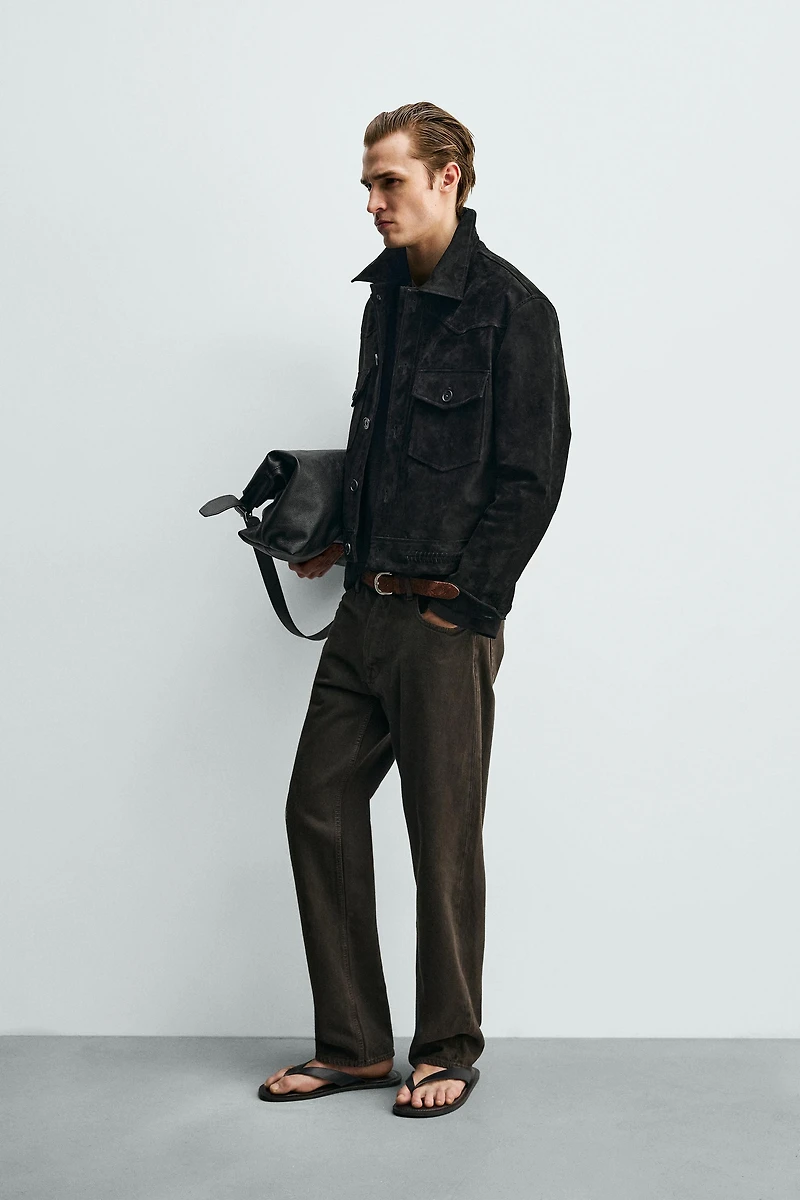 BLOUSON COURT EN DAIM