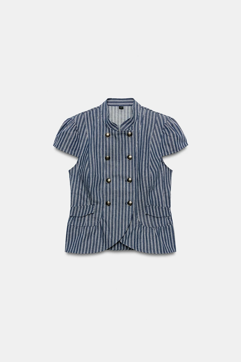 STRIPED BUTTON-UP TOP