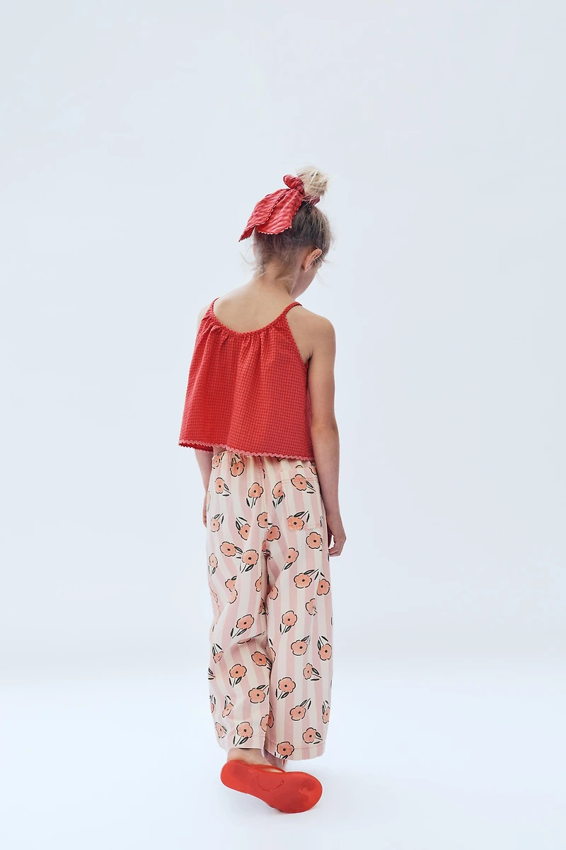 2-14 YEARS / GINGHAM TOP WITH WAVE TRIM - LIMITED EDITION