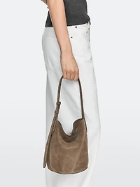 Mini sac seau croûte de cuir