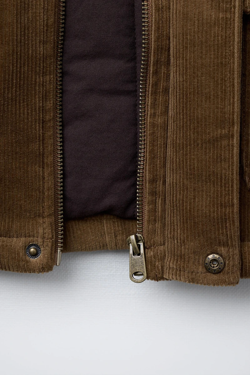 BENSIMON ® X ZARA DOUBLE COLLAR REMOVABLE FAUX FUR PADDED CORDUROY JACKET