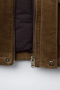 BENSIMON ® X ZARA DOUBLE COLLAR REMOVABLE FAUX FUR PADDED CORDUROY JACKET