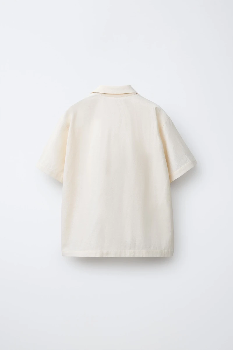 EMBROIDERED PATCHWORK LINEN COTTON SHIRT
