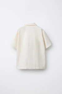 EMBROIDERED PATCHWORK LINEN COTTON SHIRT