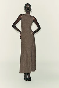 METALLIC THREAD SLEEVELESS DRESS