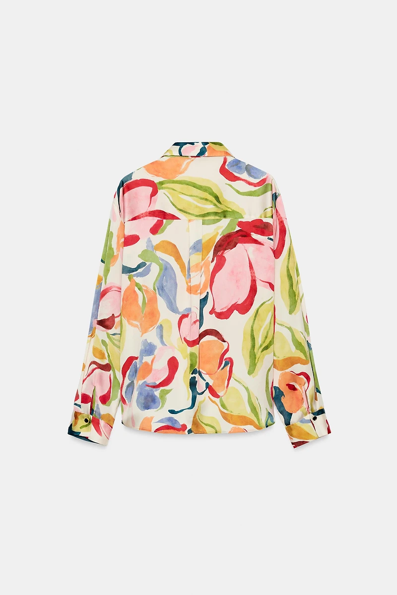 CHEMISE SATINÉE À IMPRIMÉ FLEURI