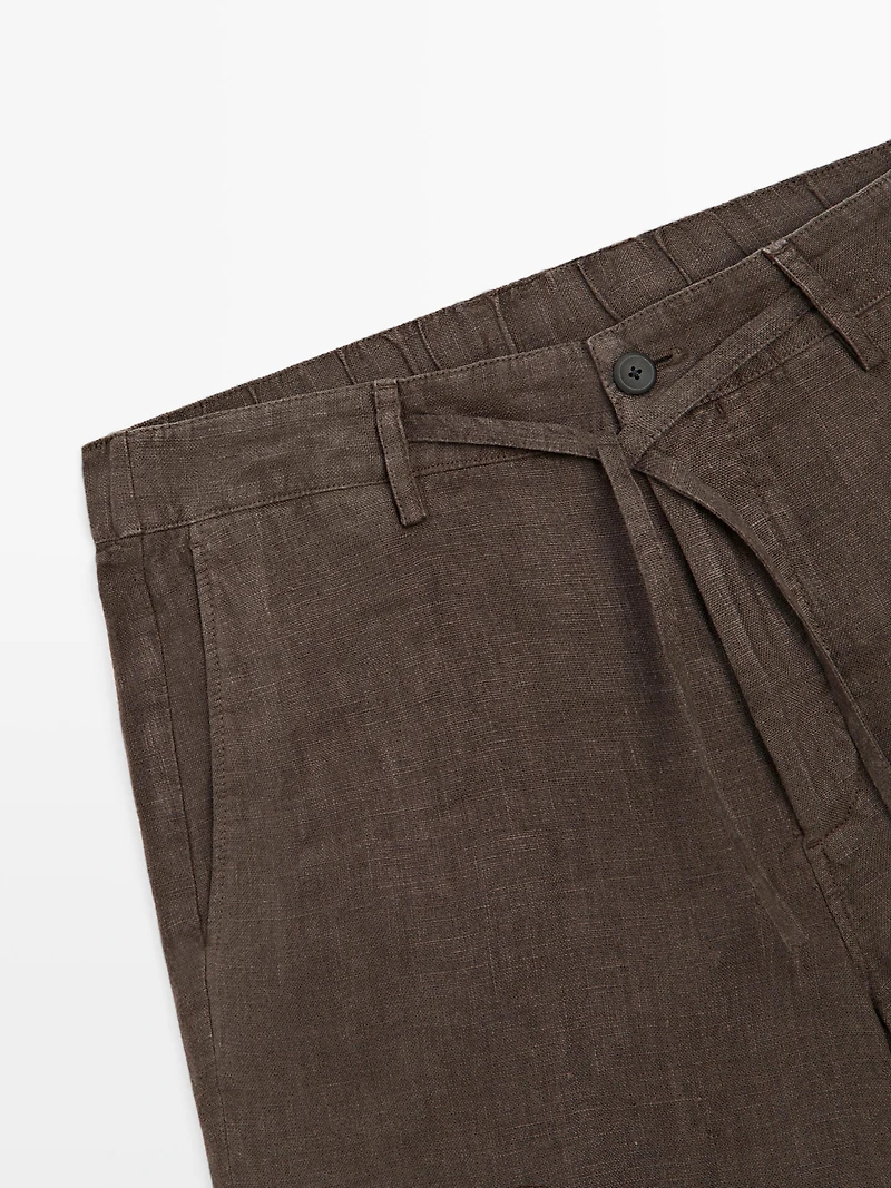 100% linen Bermuda shorts