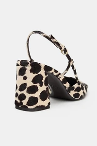 ANIMAL PRINT LEATHER SLINGBACK SHOES
