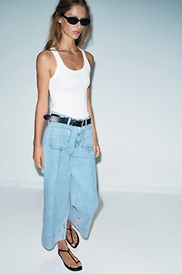 Z1975 HIGH WAIST WIDE LEG CROPPED JEANS