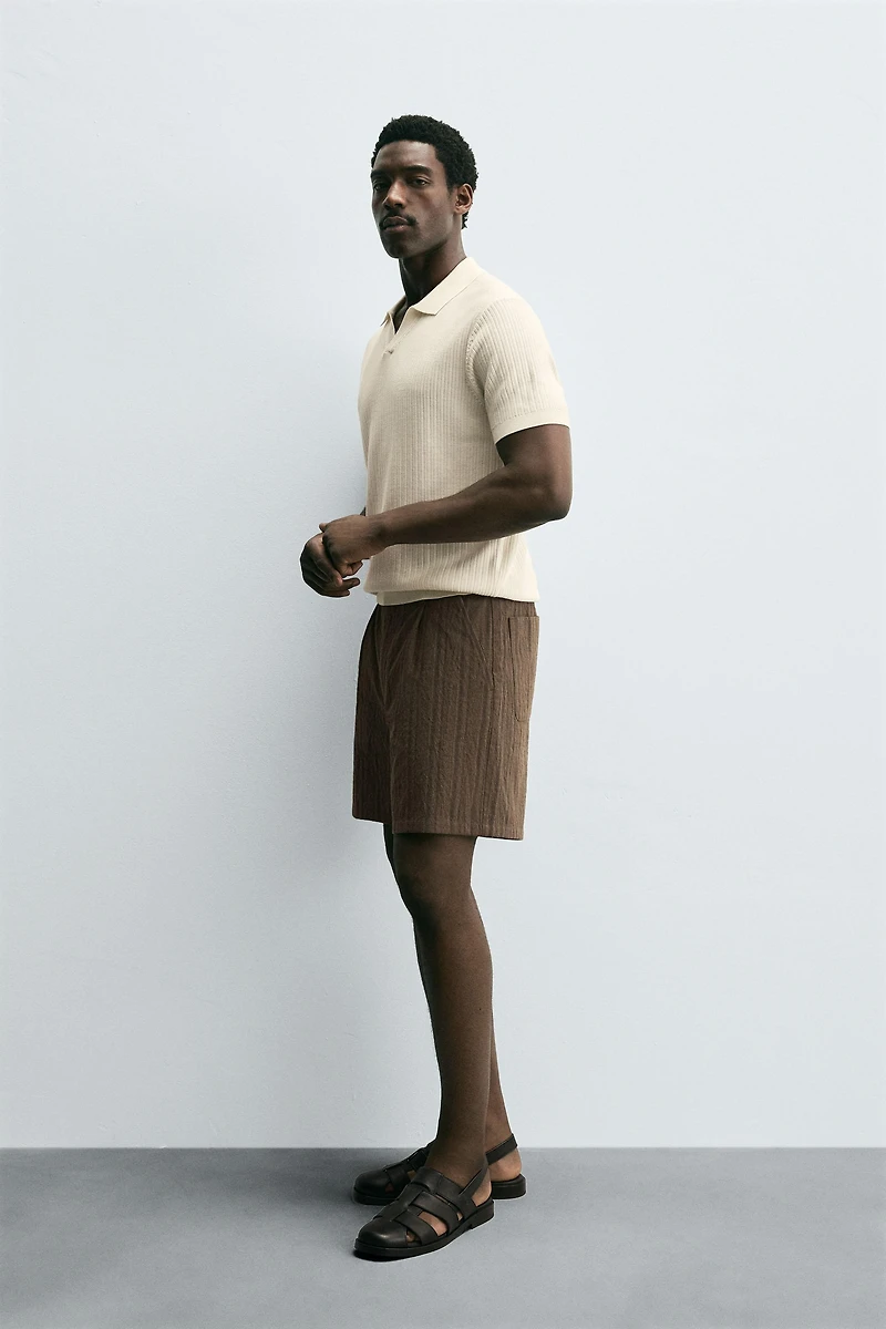 RIBBED KNIT POLO SHIRT