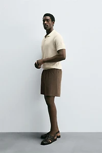 RIBBED KNIT POLO SHIRT
