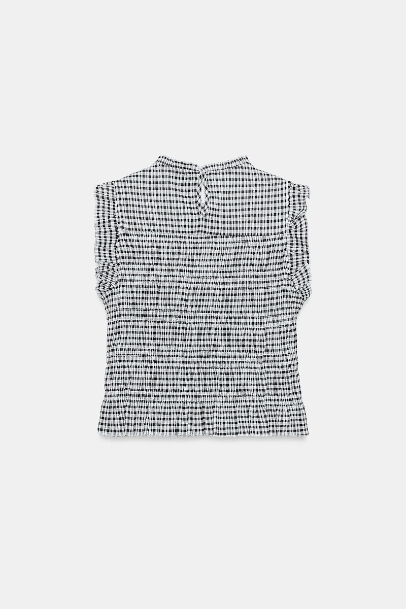 GINGHAM SMOCKED TOP
