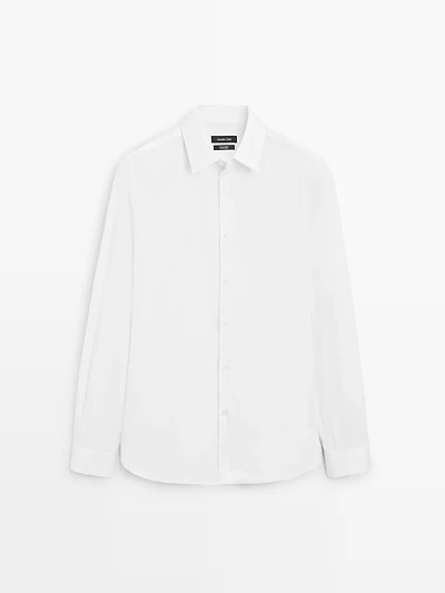 Slim fit 100% cotton poplin shirt