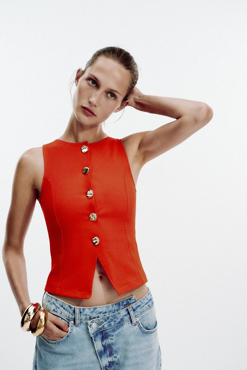 BUTTON VEST TOP