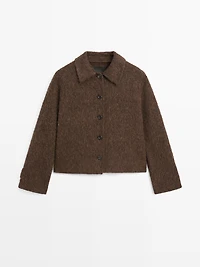 Alpaca wool cardigan with shirt collar