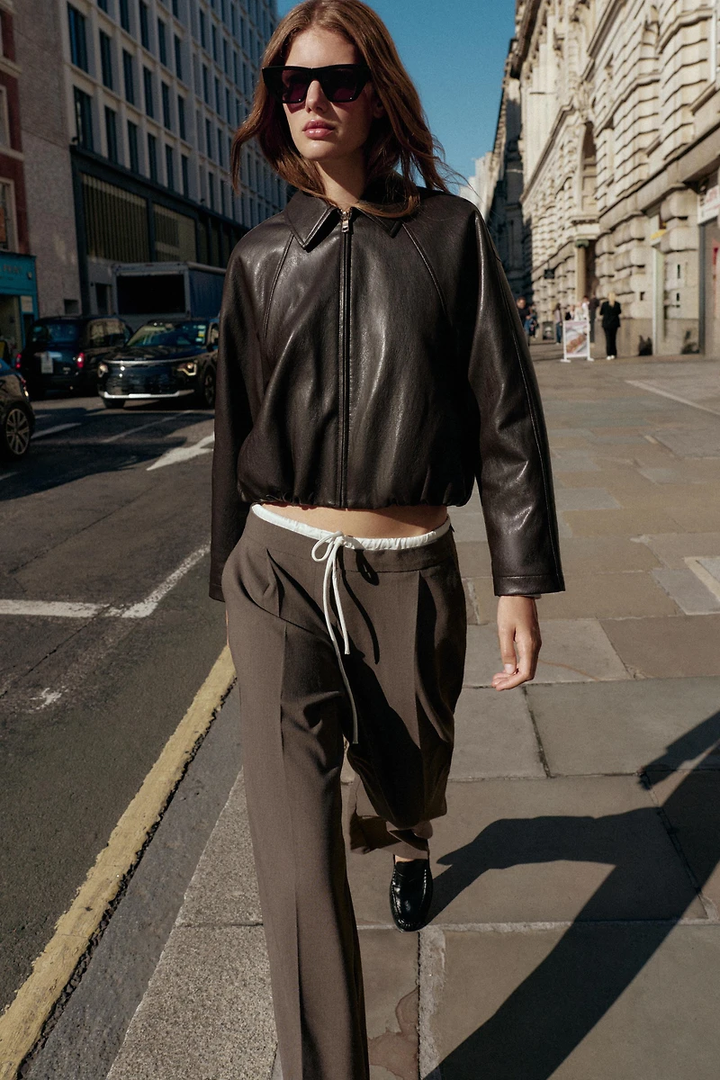 DOUBLE WAIST WIDE LEG PANTS