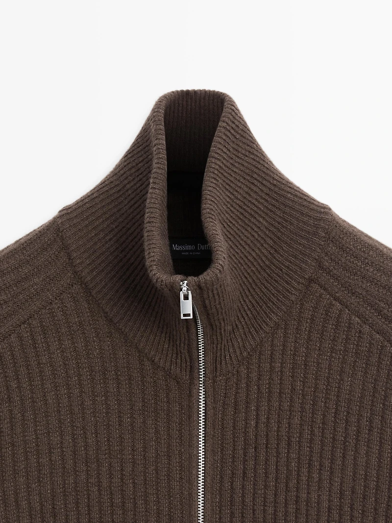 Cardigan à fermeture Éclair en laine mélangée