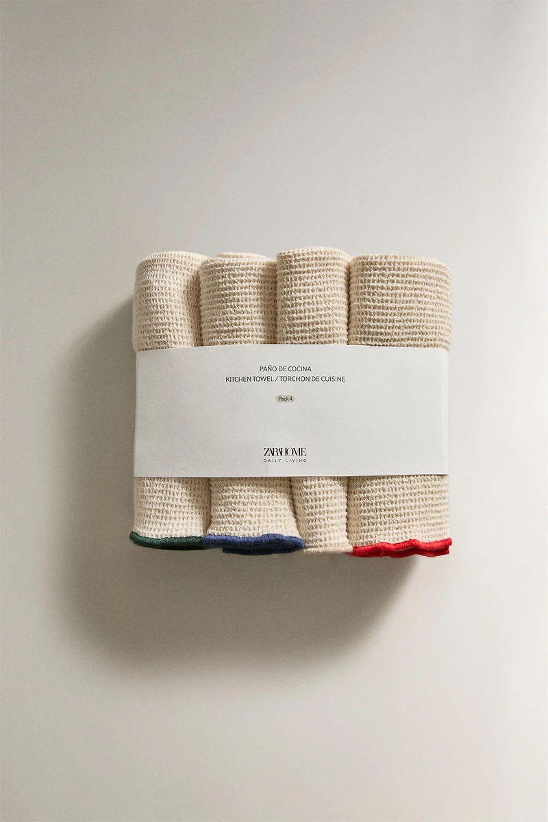 WAFFLE-KNIT KITCHEN TEA TOWEL PACK (PACK OF 4)