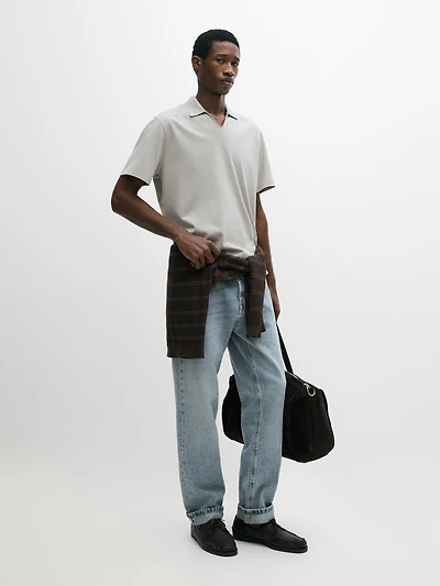 Cotton V-neck polo shirt
