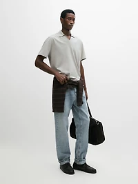 Cotton V-neck polo shirt
