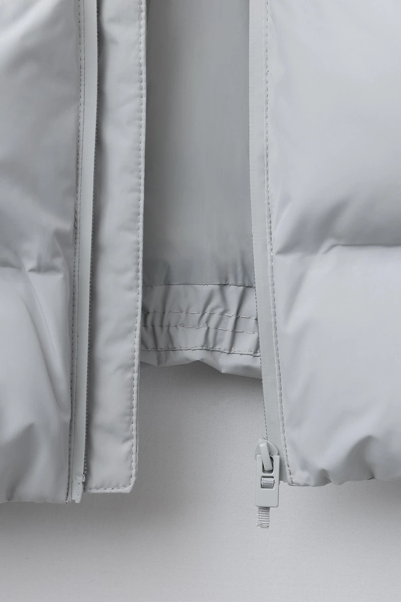 WATER REPELLENT PUFFER COAT WITH LABEL