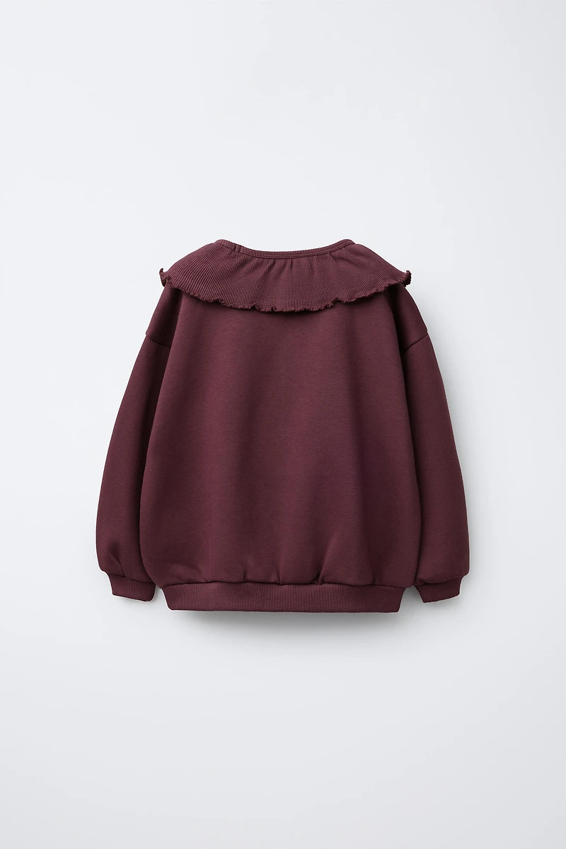 RIB PETER PAN COLLAR SWEATSHIRT