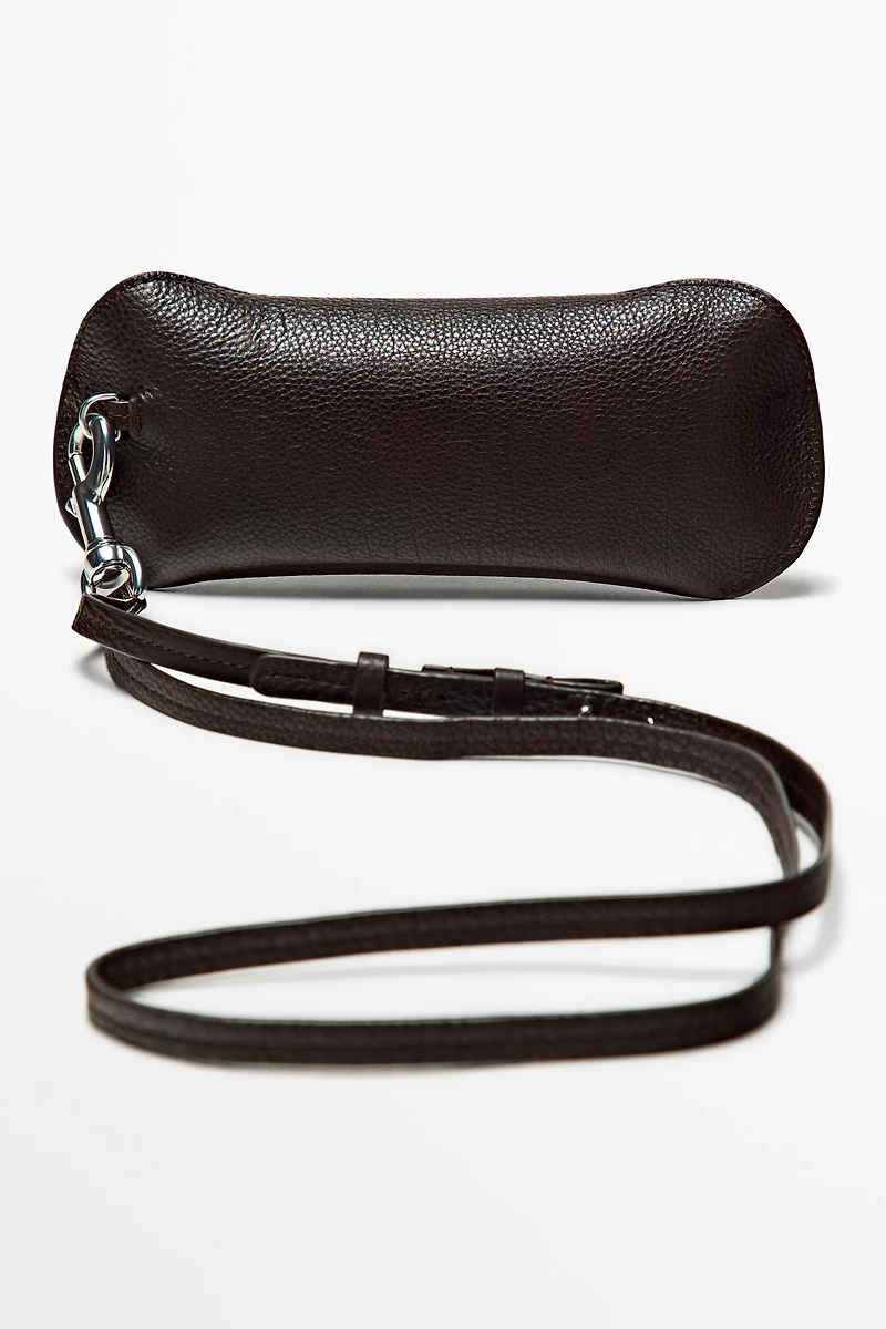 Étui à lunettes de soleil en cuir nappa