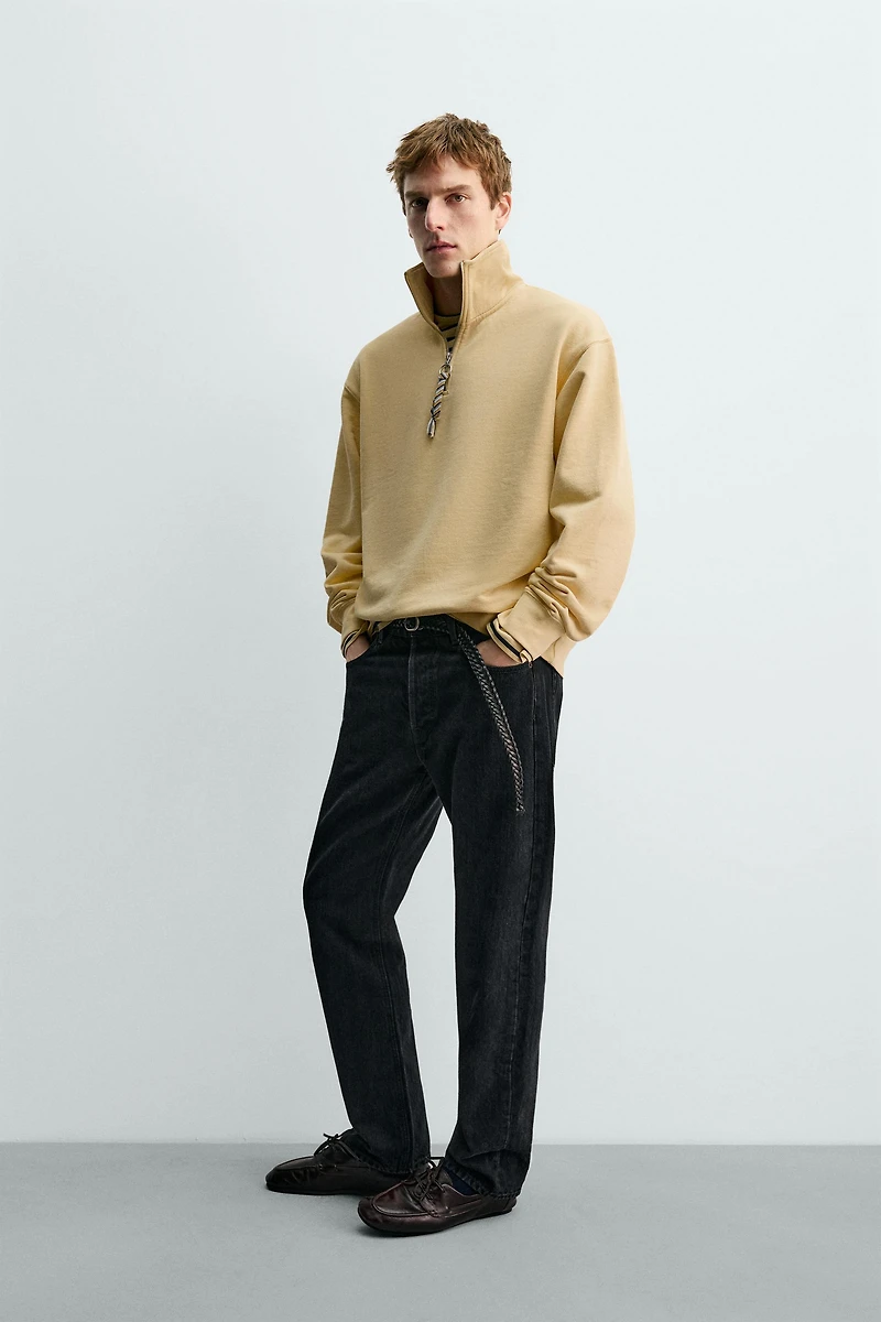 AARON LEVINE X ZARA QUARTER-ZIP SWEATSHIRT WITH TAPE DETAIL