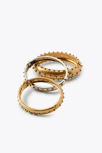 LOT DE 3 BRACELETS MÉTALLIQUES À CLOUS