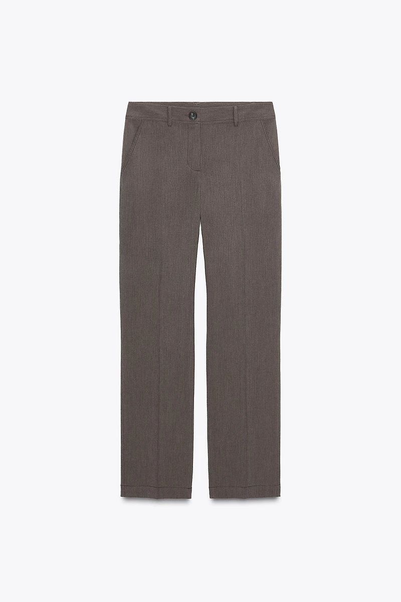 TOPSTITCHED STRAIGHT LEG PANTS