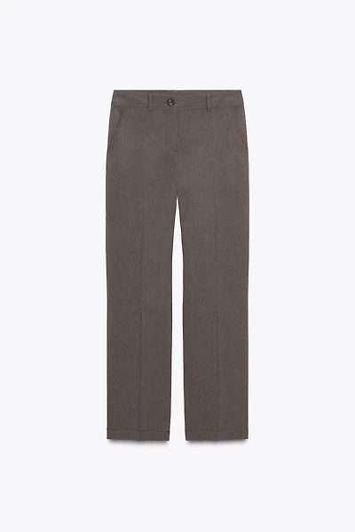 TOPSTITCHED STRAIGHT LEG PANTS