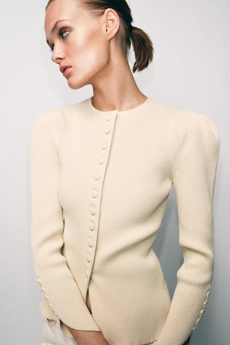 CARDIGAN WITH PUFF SLEEVES