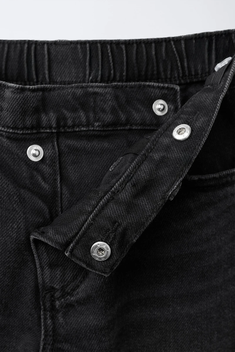 CROSSOVER WAIST WIDE LEG JEANS
