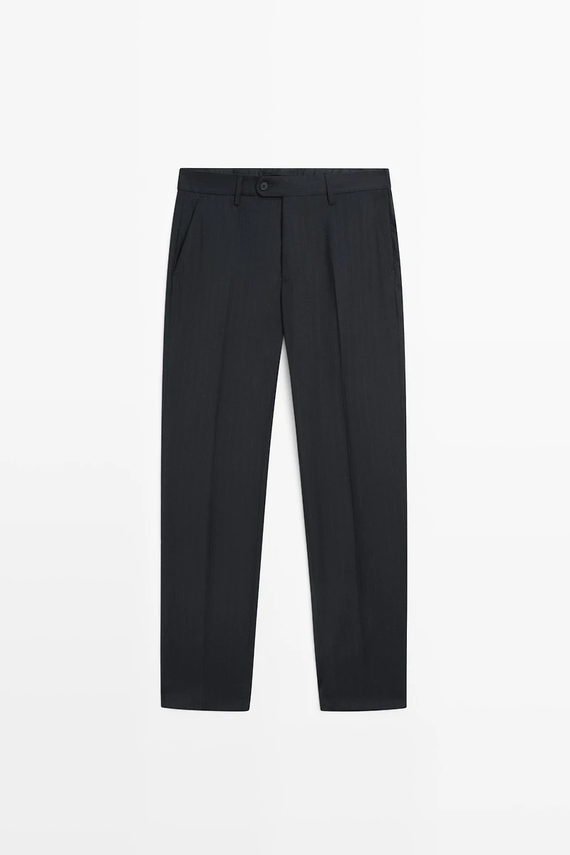 Striped 100% cool wool suit pants
