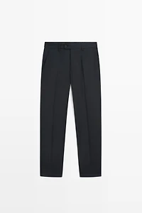 Striped 100% cool wool suit pants