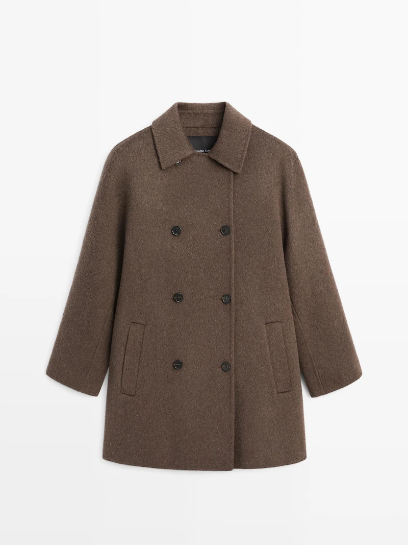 Wool blend double-breasted cropped coat