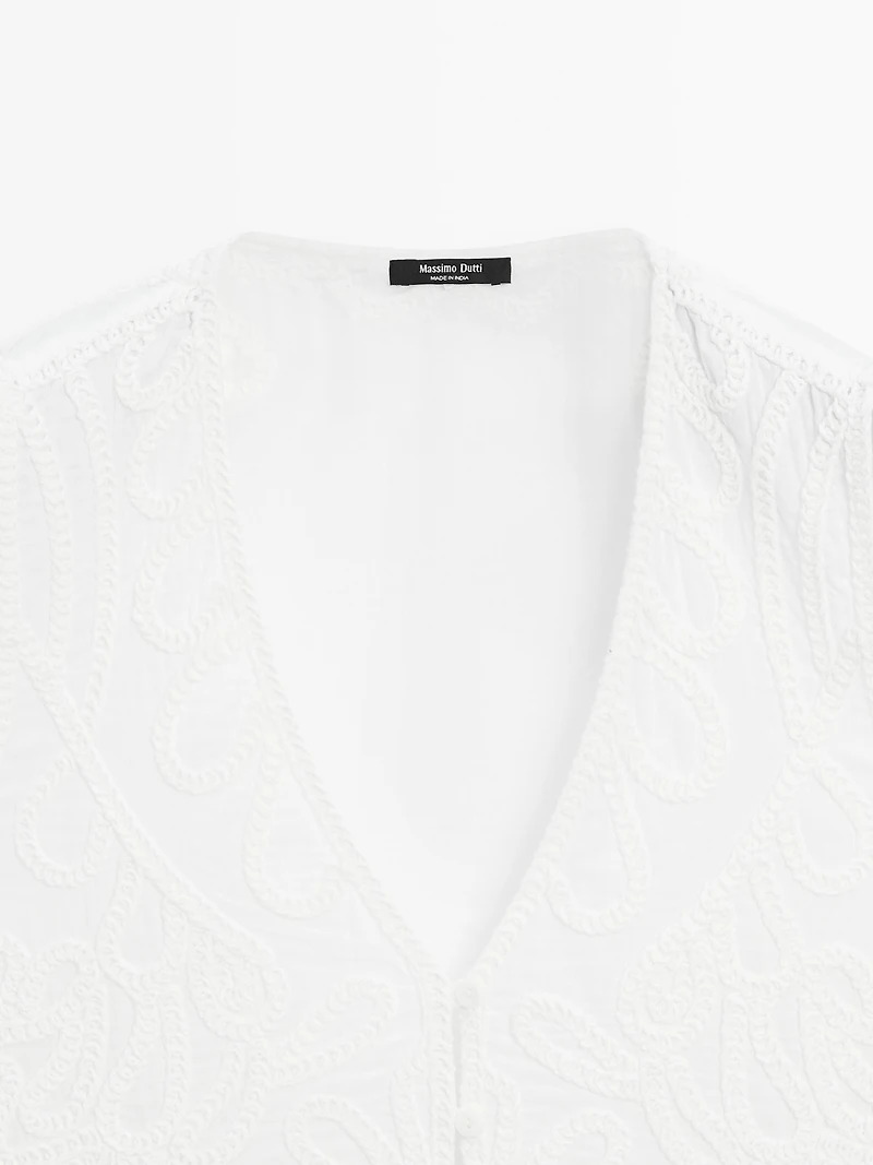 Veste sans manches brodée 100 % coton