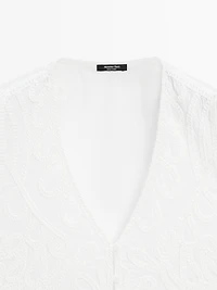 Veste sans manches brodée 100 % coton