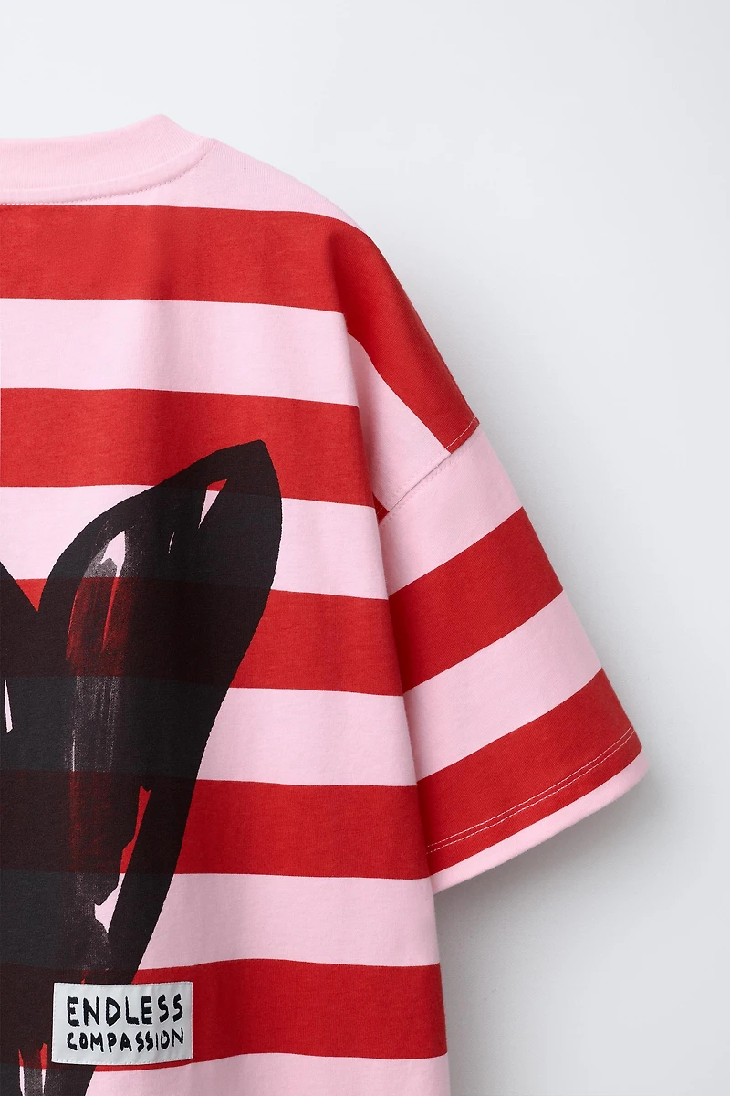 HEART STRIPED T-SHIRT