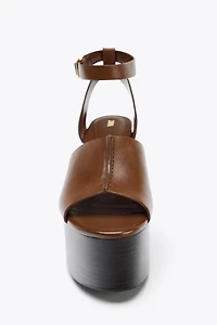 LEATHER WEDGE SANDALS WITH STRAP