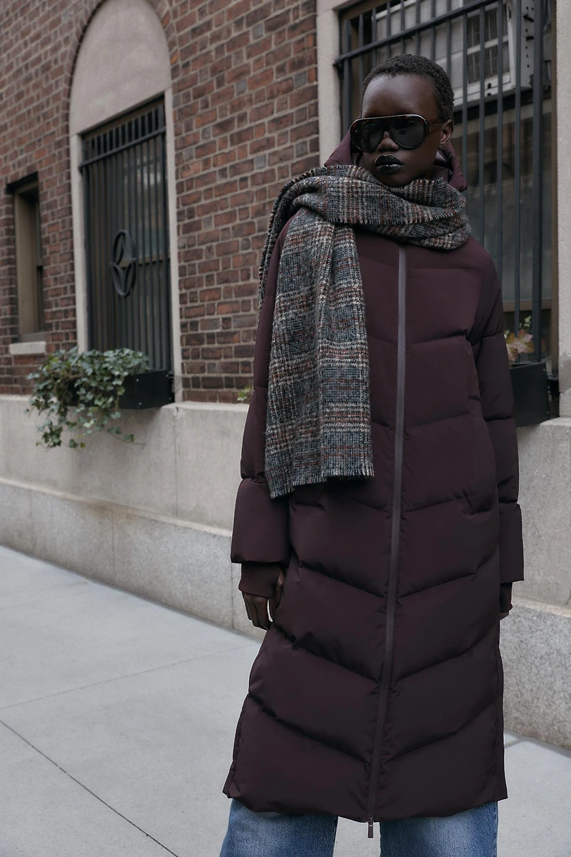 DOUDOUNE LONGUE À CAPUCHE DÉPERLANTE COUPE-VENT