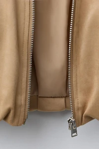 FAUX SUEDE BOMBER JACKET