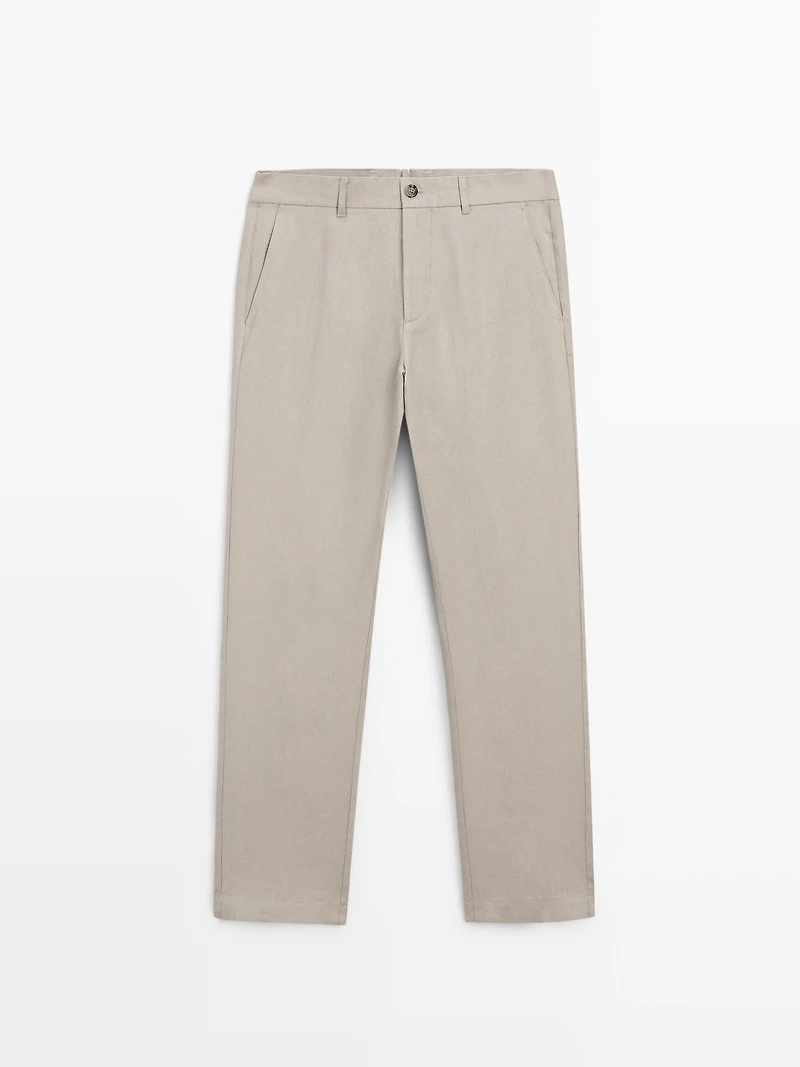 Tapered fit linen pants
